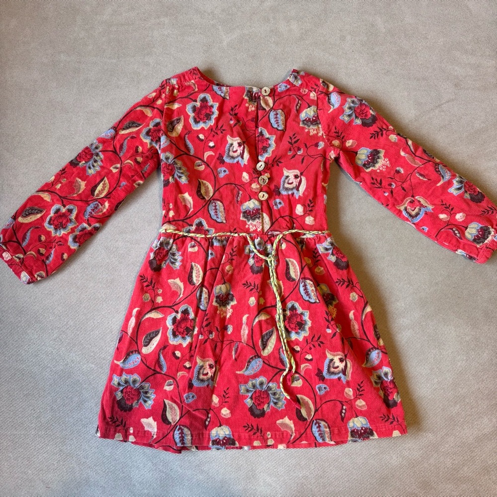 Little Handprints Toddler Girl Dress 4T Long Sleeve Floral Corduroy Holiday